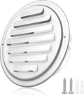 4'' Shiny Silver Paint Stainless Steel Air Vents, Louvered Grille Cover Vent Hood Flat Ducting Ventilation Air Vent Wall Air Outlet with Fly Screen Mesh for House (4 inch Shiny Silver Paint Cover)
