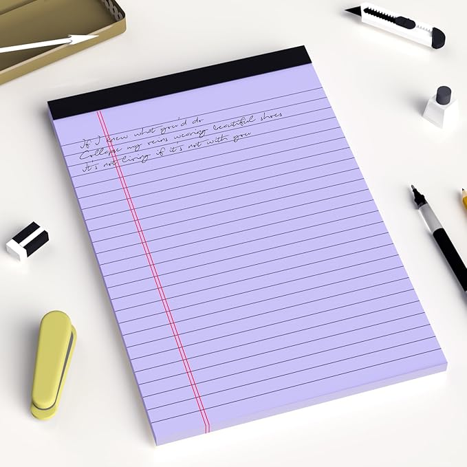 6pcs Small Legal Pad 5x8 College Ruled Purple Legal Pads Notepads 6 Pack Study Back Writing Pads 5 x 8 Perforated Narrow Ruled Pads of Paper Purple