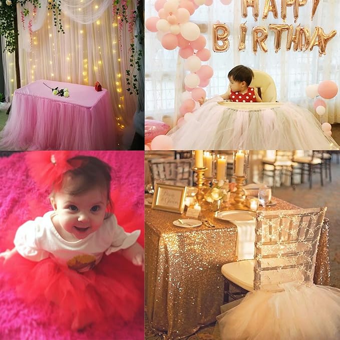 Crystal Organza Tulle Sheer Fabric Backdrop Curtains for Wedding Baby Shower Birthday Party Event Decor, 19” by 30 Yard (Ivory)