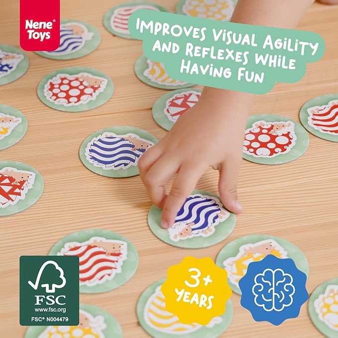 Nene Toys FlashFind Visual Agility Game for Kids Age 3+; Family Educational Animal Card Game for Boys/Girls