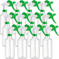 Eccliy 12 Pcs 16 Oz Plastic Spray Bottle, Adjustable Empty Reusable Sprayer for Cleaning, Planting, Water, Bathroom and Kitchen, BBQ, Commercial and Residential(Green&white,Clear)