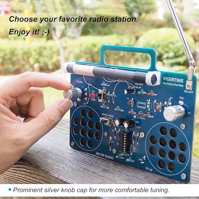 AM/FM Radio Kit | Soldering Project DIY Kit for Practicing Teaching Electronics | Stereo | Great STEM Project and Gift | Upgraded Version VT-16