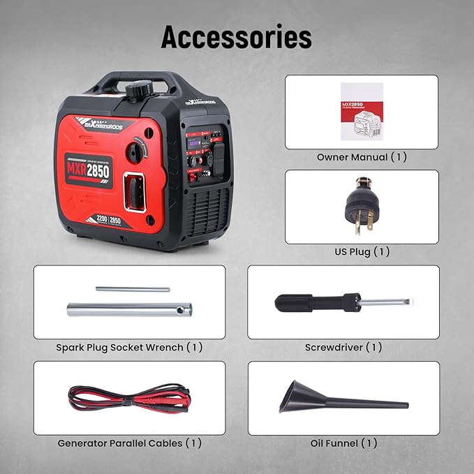 maXpeedingrods 2850 Watt Portable Inverter Generator,Gas Powered, EPA Compliant with CO Alarm, Compact and Lightweight for Outdoor Camping, RV Ready and Home