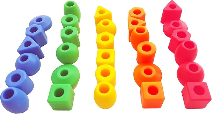 Skoolzy Lacing Beads 30 Pcs for Montessori Toys for 3 Year Old and Toddler Crafts Ages 2-4 with Beads for Kids Learning and Travel Activities Fine Motor Skills Toys