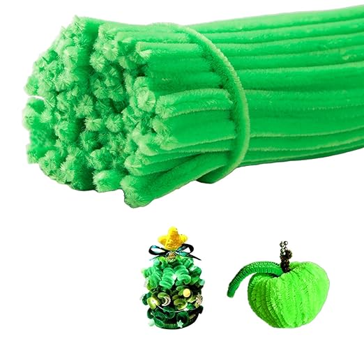 100 Pieces Pipe Cleaners Chenille Stem, Lime Green Color Pipe Cleaners Set for Pipe Cleaners Christmas Halloween DIY Arts Crafts Decorations, Chenille Stems Pipe Cleaners (Green)