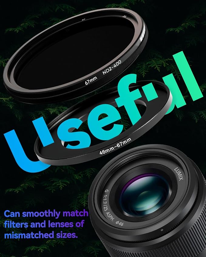 43-62mm Metal Step-Up Ring Adapter Compatible with Mirrorless Cameras DSLR Lens, UV CPL ND Filter Thread Converter, Black