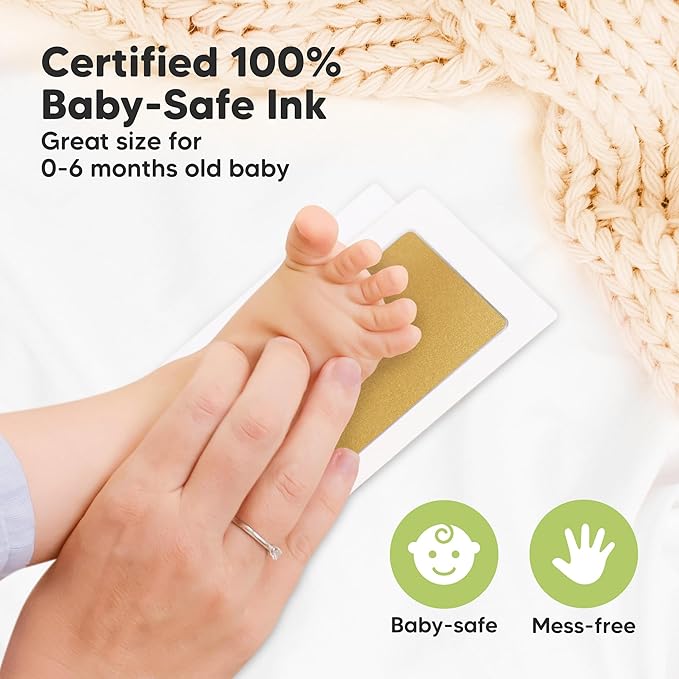 4-Pack Inkless Baby Hand and Footprint Kit - Mess Free Ink Pad for Newborn Keepsake, Dog Nose & Paw Print Kit, Clean Touch Ink Pad for Baby Hand & Footprints, Ideal New Mom Gifts (Gold/Silver)