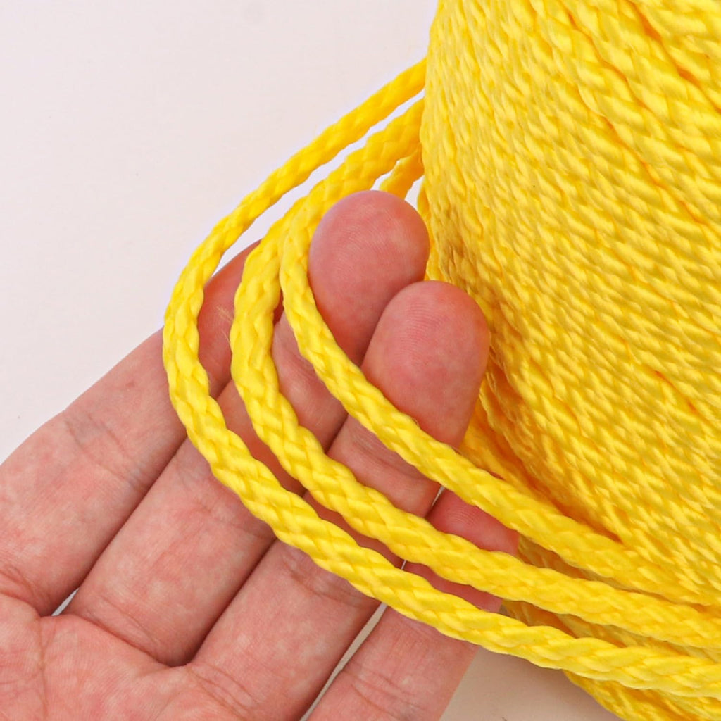 Polypropylene Rope - 1/4 Inch Yellow Nylon Rope, 500 Feet Long - Ideal for Tarps, Tie-Downs, Home Improvement & Hardware Needs