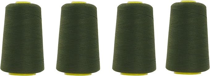 Mandala Crafts 4 Pack of Serger Threads Cones Spools - 40S/2 24000 Yards Polyester Olive Green Threads for Sergers Machine and Overlock Quilting Sewing Machine