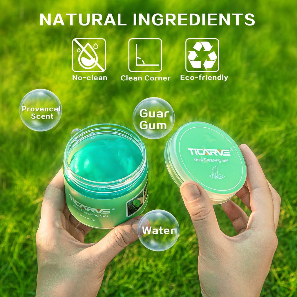 TICARVE 2Pack Cleaning Gel for Car Detailing Vent Cleaner Cleaning Putty Gel Auto Detail Tools Car Interior Cleaner Cleaning Mud for Cars and Keyboard Cleaner Cleaning Slime Green (320g/11.2oz)
