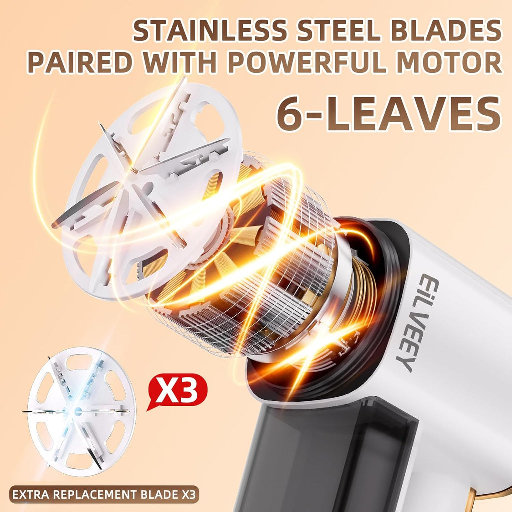 Rechargeable Lint Remover, Fabric Shaver Fuzz Remover, Sweater Shavers with 6-Leaf Blades, 3-Speeds Digital LED Display to Remove Pilling for Clothing and Furniture, Lint Ball, White