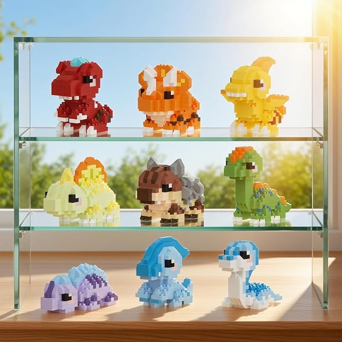 Dinosaur Micro Mini Building Block Sets Birthday& Party Gift for Kids, Animals Buildling Model Kits, Micro Mini Bricks Dino World Series Toys for Kids（9 Boxes）