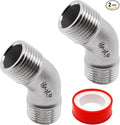 45 Degree Elbow 2PCS, 1/2" NPT Male X 1/2" NPT Male 304 Stainless Steel Pipe Fitting, Connector Coupler Apply to Outdoor/Garden/Industrial