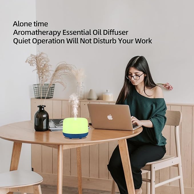 300ML Aromatherapy Ultrasonic Diffuser, Aroma Diffuser, Air Diffuser for Essential Oils, Oil Defuser with Remote, 7 Color Changing LED Light,Auto-Off,Timer for Home,Bedroom Office,Kids.