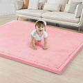 ACOMOPACK Baby Play Mat for Floor 1.3" Thick Memory Foam Play Mat 79"×118" Tummy Time Crawling with Non-Slip Bottom for Living Room,Nursery,Soft Velvet Playpen Mats for Kids,Infants（Pink）