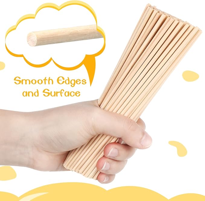 EBOOT 100 Pcs Wooden Dowels Rods 1/8 x 6 Inch Round Wooden Sticks for Crafts Unfinished Hardwood Sticks Dowel Rods Assortment for Crafting Cake Dowels & DIY Project