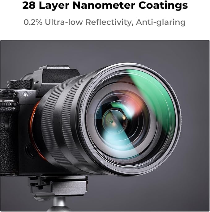 K&F CONCEPT 72mm MC UV Lens Protection Filter with Filter Cap Cleaning Cloth Optical Glass Ultra Slim 28 Multi-Layer Coatings Camera Lens UV Filter (Nano-X Series)