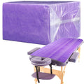 Breling 100 Pcs 31.5 x 71 Inch Disposable Bed Sheets Oil-proof PE Film Massage Table Sheets Non-woven Fabric Spa Waterproof Bed Cover Breathable for Beauty Salon Hotels Tattoo Waxing(Purple)