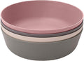 WeeSprout Bamboo Kids Bowls, Set of Four 15 oz Kid-Sized Dinnerware, Cereal, Leftovers & Snack Bowl, Dishwasher Safe (Pink, Green, Gray, & Beige)