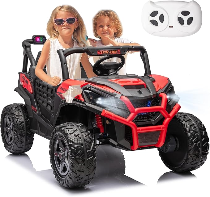 24V Kids Electric Toy Car,2 Seater Kids Toy Car with Remote Control,4WD Electric Power Vehicles Wheels for 3+Years Boys Girls,Ride on Toy for Girl(Red)
