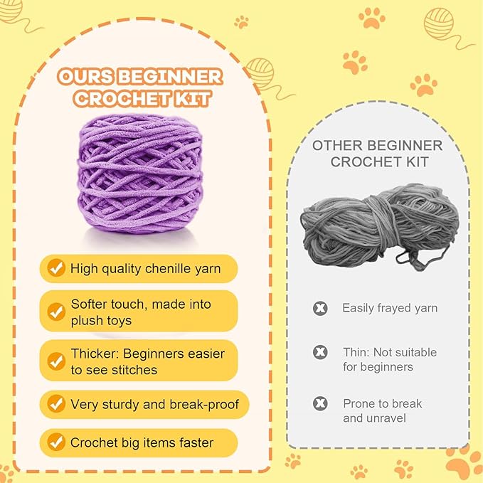 Utook Crochet Kit for Beginners, 6-Pack Crochet Animal Kit,Crochet Kits for Beginners Adults and Children, with Instructional Videos and Paper tutorials, Handmade Crafts, Holiday Gifts (Octopus)