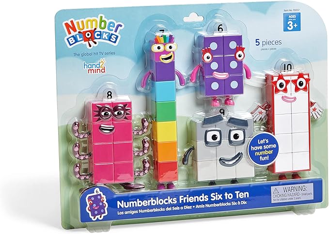 hand2mind Numberblocks Friends Six to Ten, Action Figure Set, Toy Figures & Playsets, Small Figurines for Kids, Counting Blocks, Numbers for Toddlers, Math Toys, Kids Birthday Gifts﻿