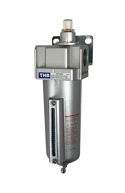 1/2" NPT Industrial Coalescing 0.01u Micron Filter Removes 99.98% of Oil, Moisture Vapor, Aerosols from Compressed Air Lines, 5oz Bowl, Manual Drain