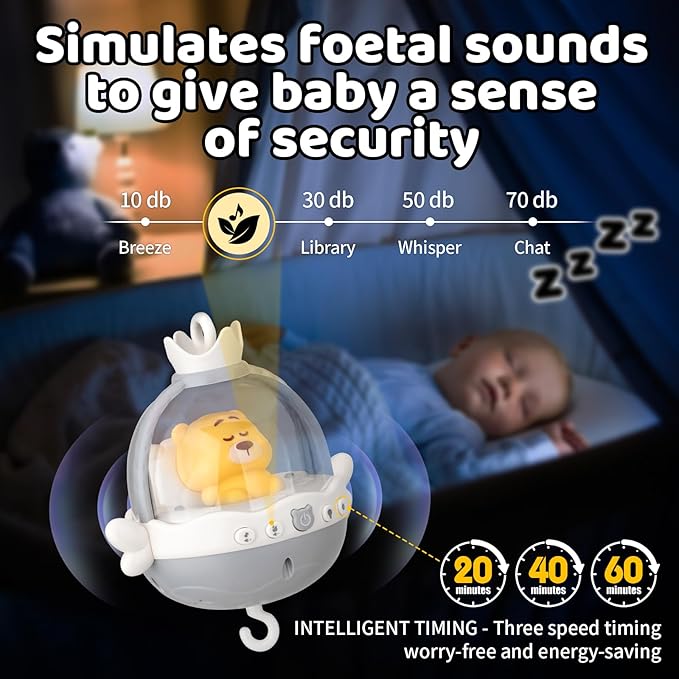 nicknack Baby Crib Mobile with Music and Light, Musical Nursery Mobile for Infants Newborn Gift 0-12 Months, Babies Bassinet Mobile with Remote Control