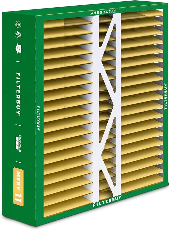 Filterbuy 16x22x5 Air Filter MERV 11 Superior Pet & Allergy Defense (4-Pack), Pleated HVAC AC Furnace Filters for Amana, Coleman, Goodman, York, and More (Actual Size: 15.38 x 21.88 x 5.25)