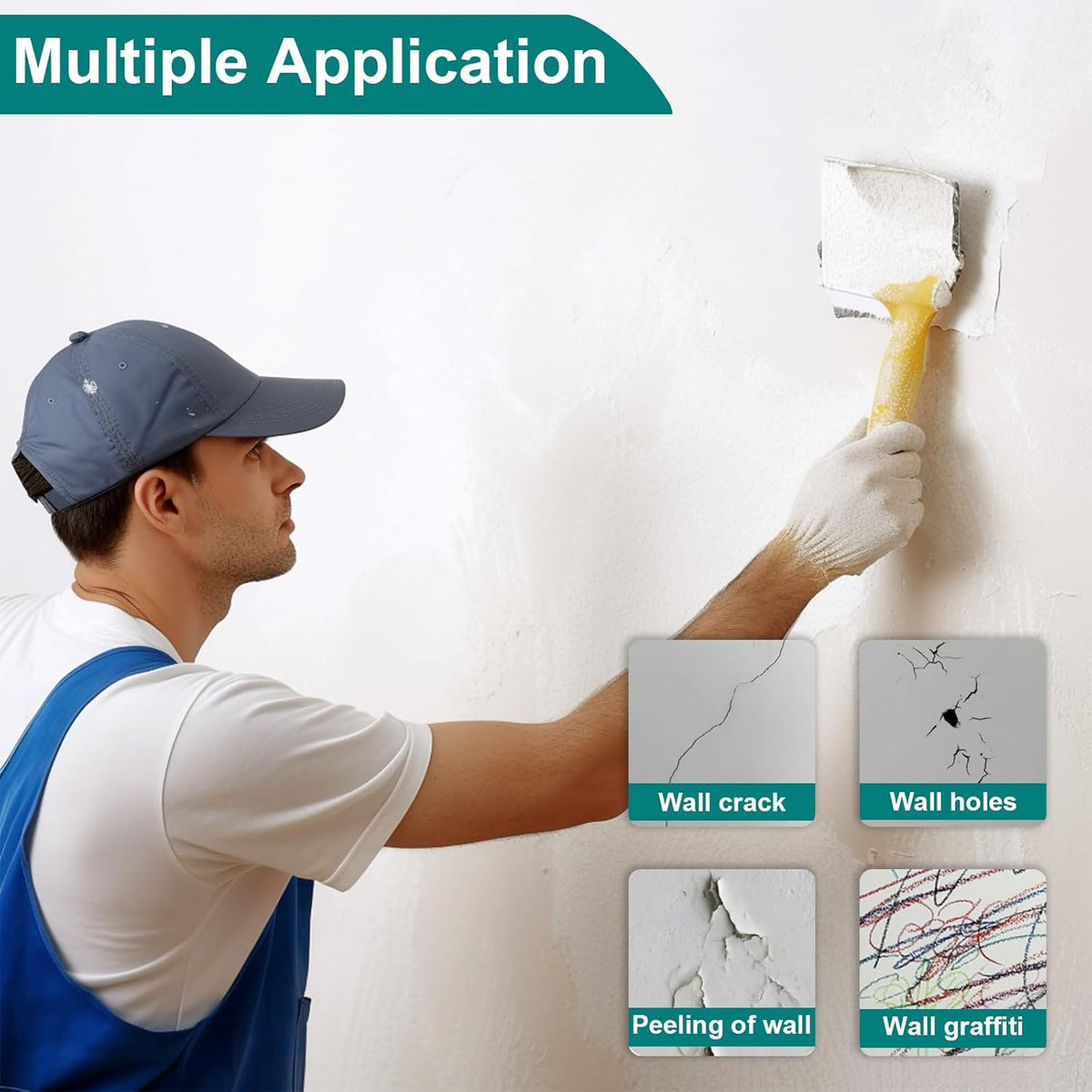 10 Pack Drywall Repair Kit for Large Holes, 4/6/8 Inch Dry Wall Patch Kits for Erase a Small Nail Hole, Plaster Wall Patching Self Adhesive Aluminum Mesh with Scraper and Sandpaper