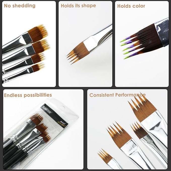 Paint Brush Comb Set - 4PCS Professional Grainer Brushes for Acrylic Painting, Oil & Watercolor - Texture Brushes for Artists & Beginners, Short Handle