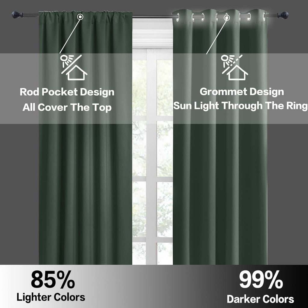 RYB HOME Bedroom Curtains Short - Blackout Privacy Energy Saving Curtains for RV Bunk Camper Bathroom Basement Kitchen Door Window Decor, 52 inch Width x 36 inch Length, Lilac, 2 Pcs