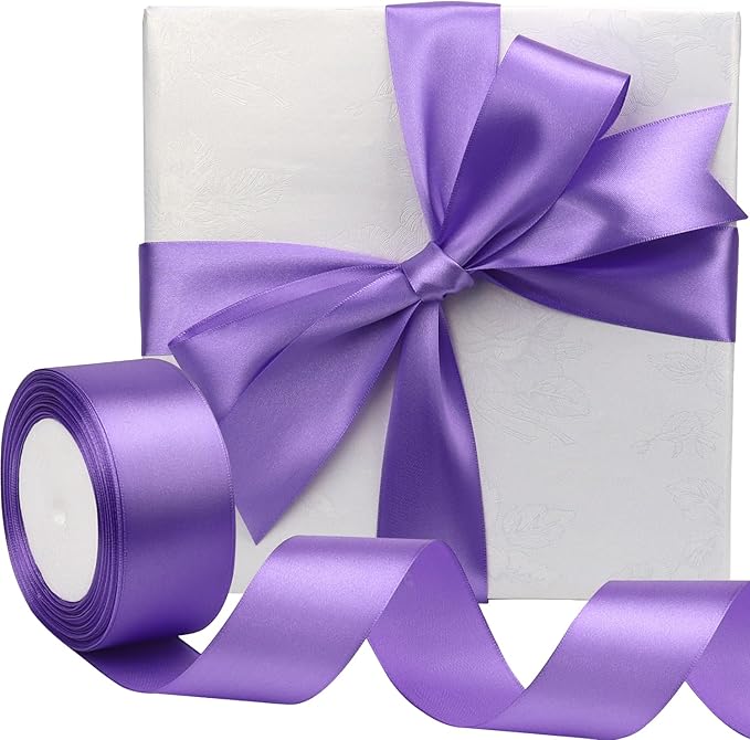 Light Purple Solid Satin Ribbon 1-1/2 Inch 25 Yards Solid Polyester Fabric Ribbon for Gift Wrapping Wedding Christmas Baby Shower Birthday Party Decoration Handmade Immortal Flower Craft