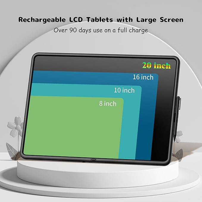 20 Inch LCD Writing Tablet for Kids, Large Drawing Pad, Doodle Board, Rechargeable Drawing Board, Educational & Learning Kids Toys, Creative Birthday Gifts