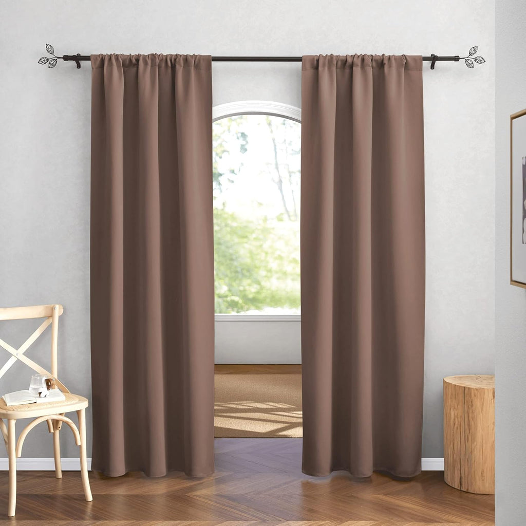 RYB HOME Blackout Curtains 84 inches Long 2 Panels Set for Living Room, Thermal Insulating Privacy Curtains & Drapes for Doorway Temporary Door Alternative Accordion Door, W 42 x L 84, Mocha