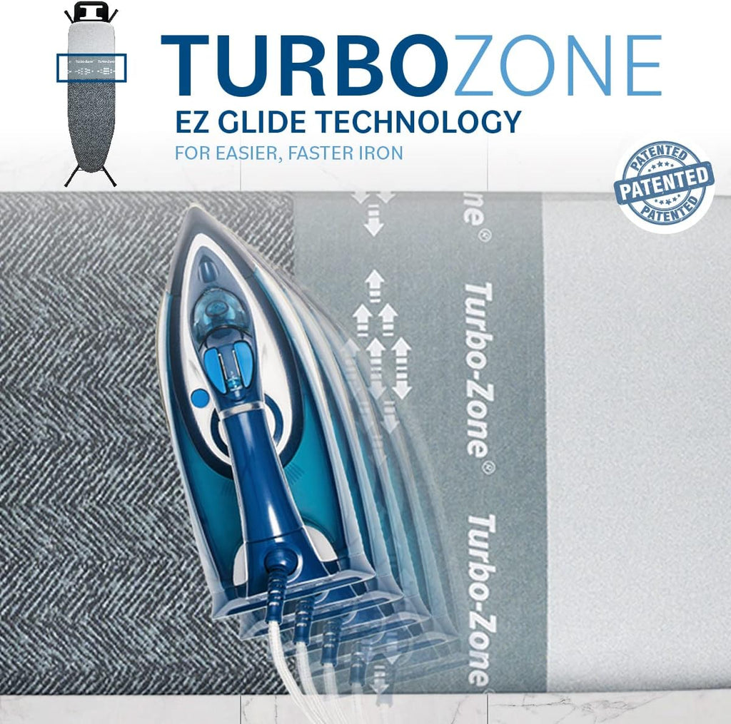 Bartnelli Classic Ironing Board with New Patent Technology | Made in Europe Iron Board with Patent Fast-Glide Zone, 4 Layer Cover & Pad, Height Adjustable, Safety Iron Rest, 4 Premium Steel Legs