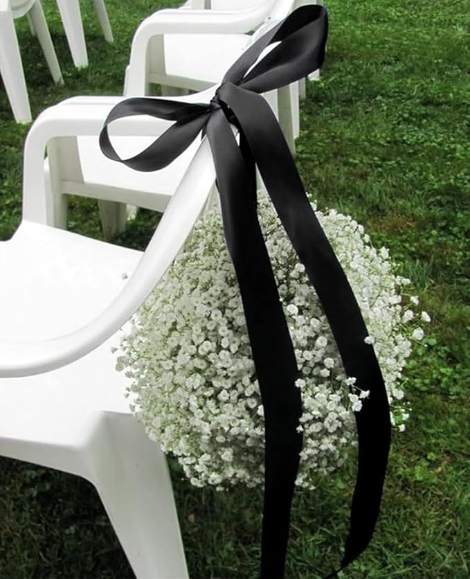 1-1/2" x 50 Yards Black Polyester Satin Ribbon Single Faced Fabric Ribbons for Gift Wrapping, Crafting, Floral Arrangements, Flower Bouquet, Wedding, Home Decor
