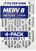 Filter King 31.5x66.5x1 Air Filter | 4-PACK | MERV 8 HVAC Pleated A/C Furnace Filters | MADE IN USA | Actual Size: 31.5 x 66.5 x .75"