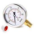 0-100 Psi Lead-Free Glycerin Liquid Filled Low Pressure Gauge, 2.5" Dial Size, 1/4" G Lower Mount, 304 Stainless Steel Case, for Water Pipe, HVAC, Water Oil Air Pressure Test
