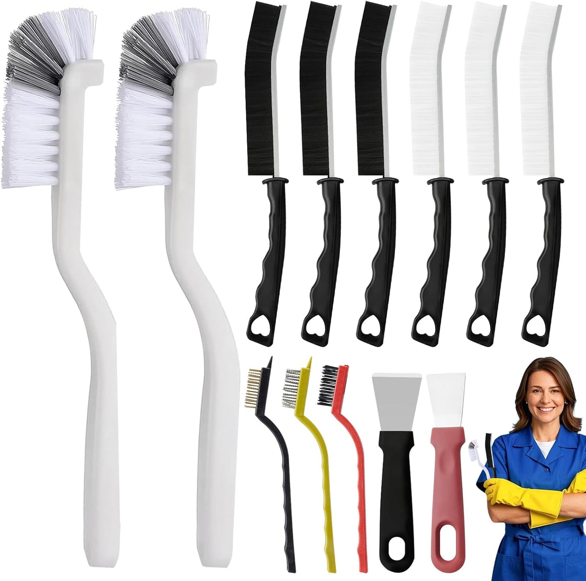 Crevice Cleaning Brush,13 Pcs Scrub Brushes for Cleaning Hard Bristle Cleaning Brushes for Household Use, CleaningSupplies for Kitchen, Bathroom, Corner, Sink, Cup, Bottle
