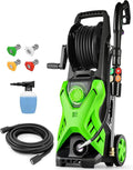 Electric Pressure Washer, 2.8 GPM High Power Washer Adjustable Pressure 2500PSI-5000PSI with 33FT Extension Hose Reel, 4 Nozzles and Soap Bottle for Cars/Fences/Driveways