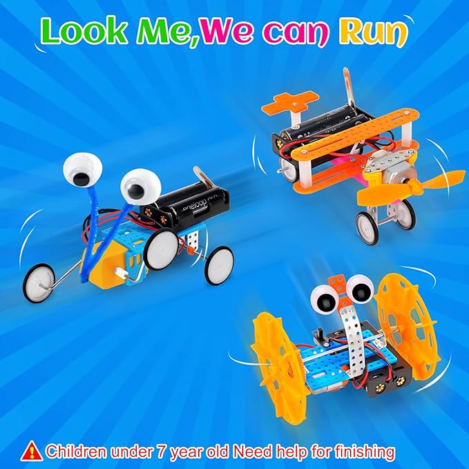 STEM Robotics Kit 6 Set Science Experiments Project Activities Toys for Kids 6-8 8-12 Engineering Building Electronic Motor Robot Kid Craft Boy Girl 5+ 6 7 8 9 10 12 Year Old Gift Summer Outdoor Toy