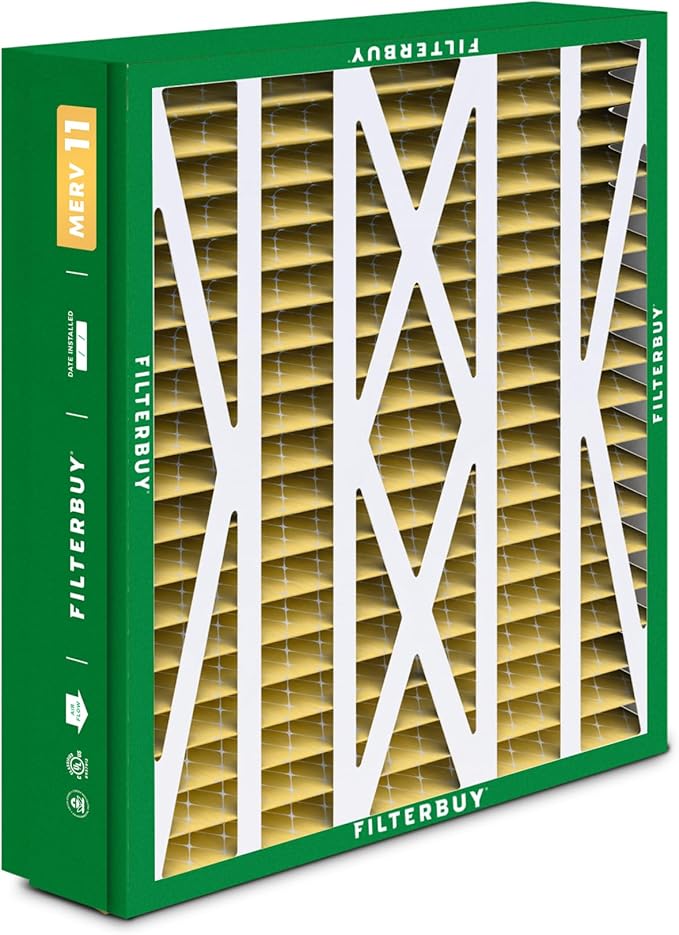 Filterbuy 24.5x27x5 Air Filter MERV 11 Superior Pet & Allergy Defense (4-Pack), Pleated HVAC AC Furnace Filters for Trane, American Standard, Honeywell, and More (Actual Size: 24.06 x 26.13 x 4.97)
