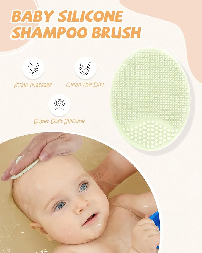 Lictin Baby Hair Brush and Comb Set, 4 Pcs Newborn Hair Brush with Soft Bristle, Natural Goat Hair and Wood Baby Cradle Cap Comb for Newborns & Toddlers, Newborn Baby Essentials, Perfect Registry Gift