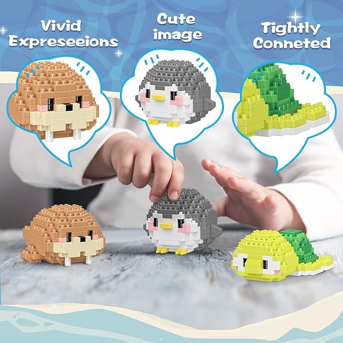 Micro Building Blocks Sets, 12 in 1 Cute Aniamls Series for Kids Birthday Party Favors, Mini Building Blocks, Micro Building Kit Toys, Building Blocks for Adults & Kids