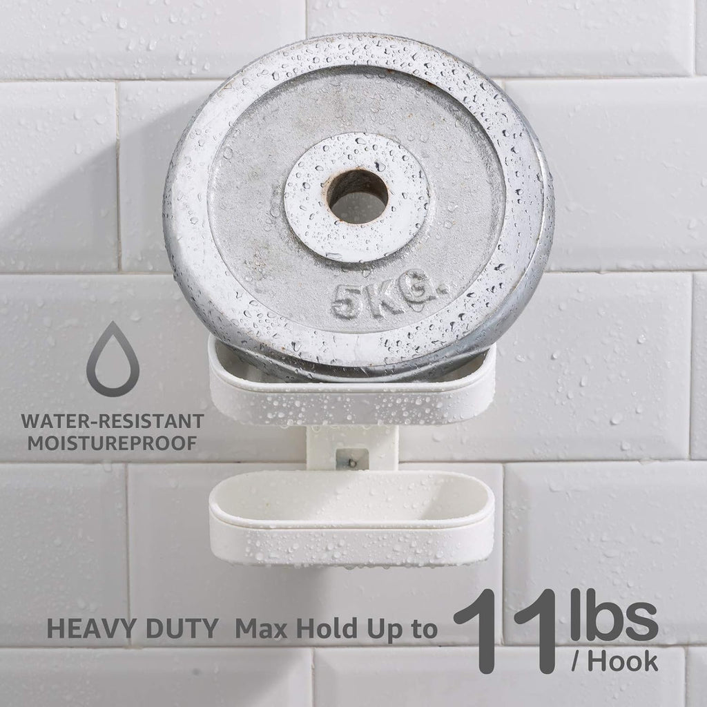 LEVERLOC Soap Dish Holder for Shower Double Layer Suction Cup Wall Mounted NO-Drilling Self Draining Removable Waterproof Strong Suction Bar Soap Sponge Holder for Shower Bathroom Bathtub Kitchen