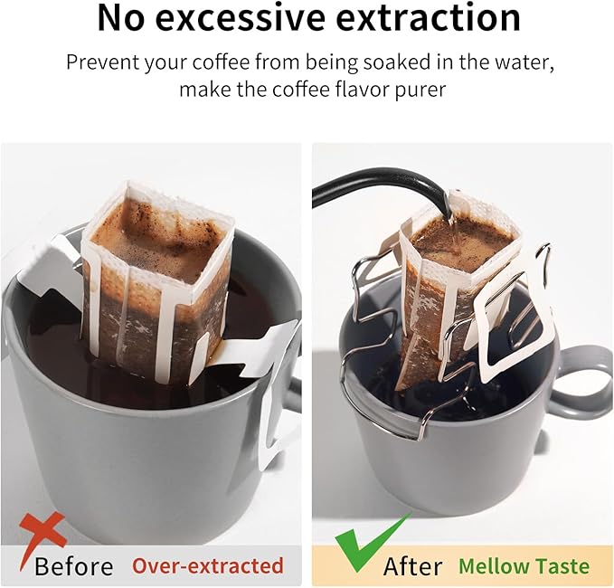 Hanging Ear Drip Coffee Bag Holder with 50-100Pcs Portable Coffee Filter Paper Bag, Coffee Drip Bag Chair Stand, Portable Coffee Filter Paper Bag, for Easy Pour Over (Stand + 100 Bags)