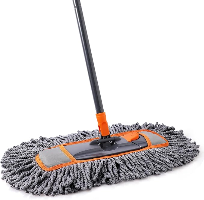Microfiber Dust Mop for Hardwood Floor Cleaning, Dry and Wet Baseboard and Floor Duster, Household Cleaning Tool for Kitchen, Bathroom