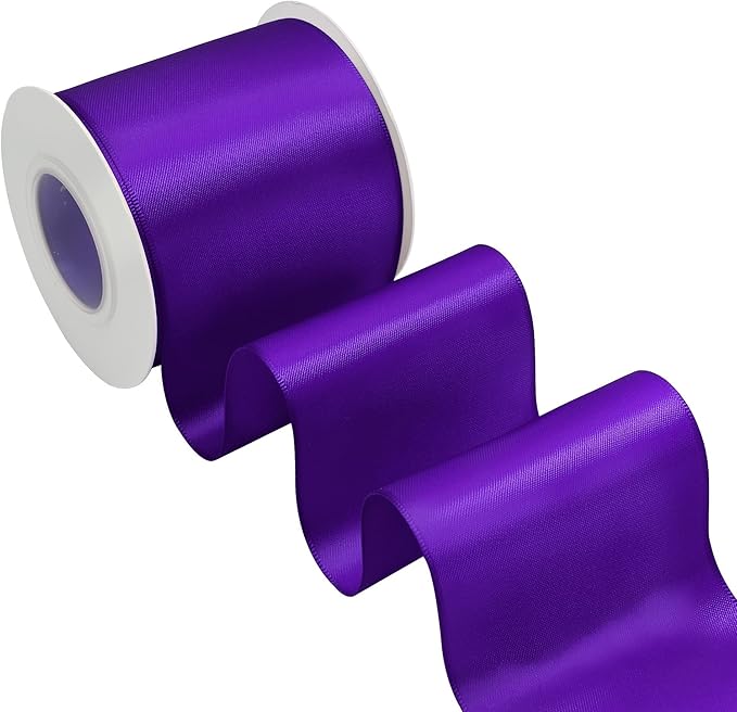Purple Satin Ribbon 3 Inch X 15 Yards Solid Color Double Faced Ribbons Perfect for Crafts Wedding Decor Bow Making Arts Sewing and More