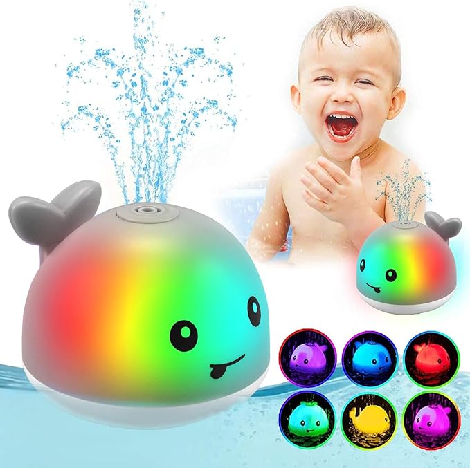 ZHENDUO Baby Bath Toys, Light Up Bath Toys Spray Water Bath Toy, Sprinkler Bathtub Toys for Toddlers Kids Boys Girls, Pool Bathroom Toy for Infant,Christmas Baby Toys